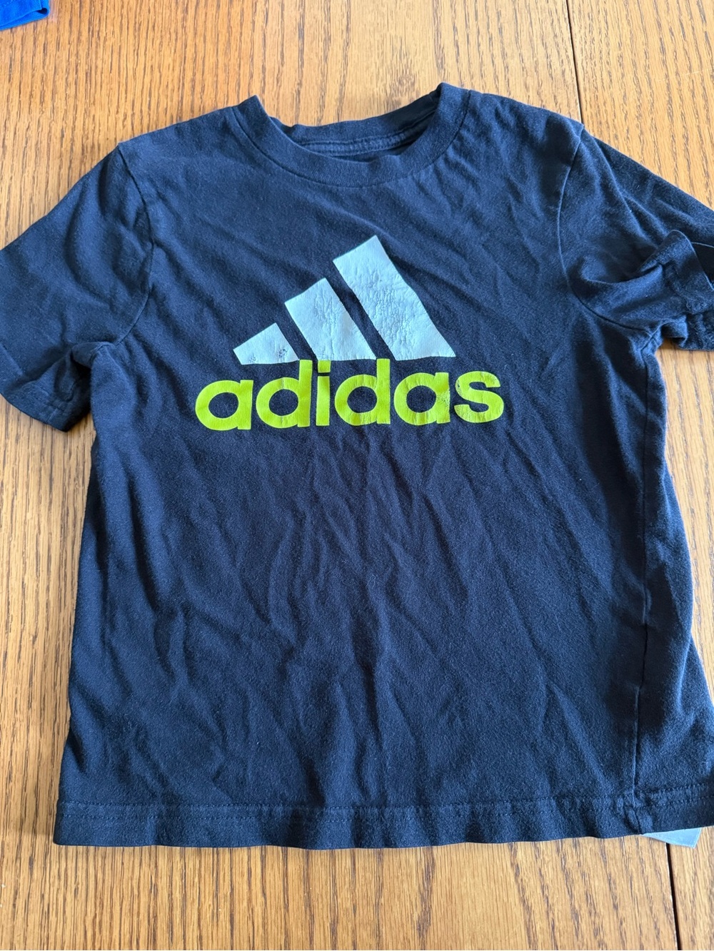 adidas Black Tee with Lime Logo and Light Blue Trefoil